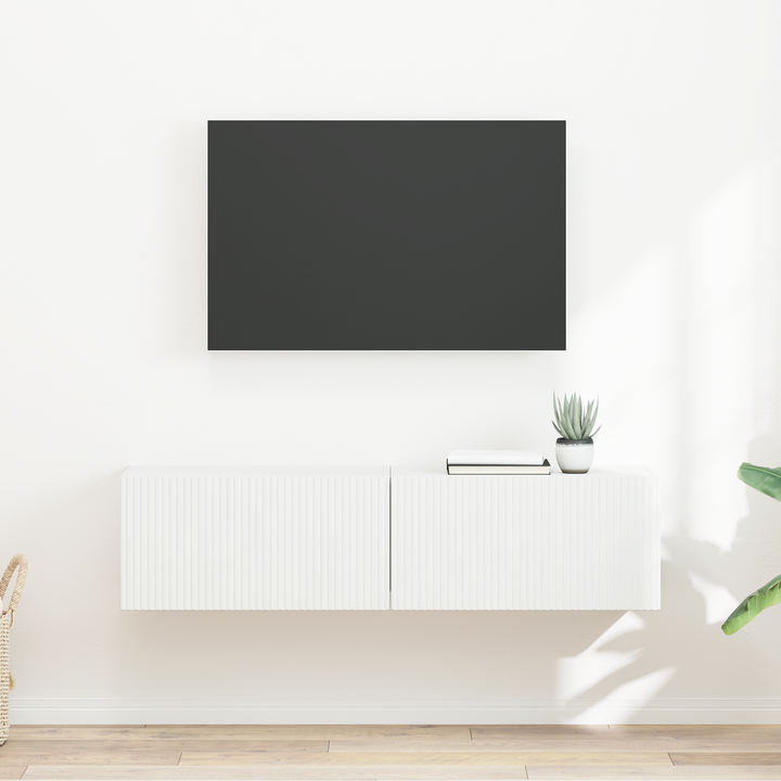 TV vægskab 2 pcs Hvid 60 x 31 x 29,5 cm Konstrueret træ
