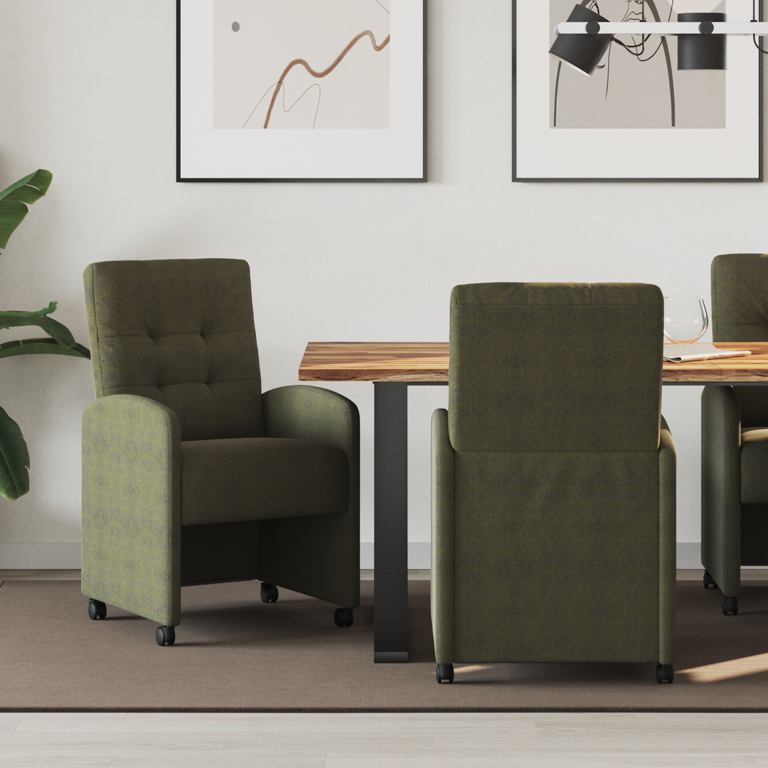 Spisebordsstole med hjul 2 pcs Army grøn 58 x 67 x 97 cm