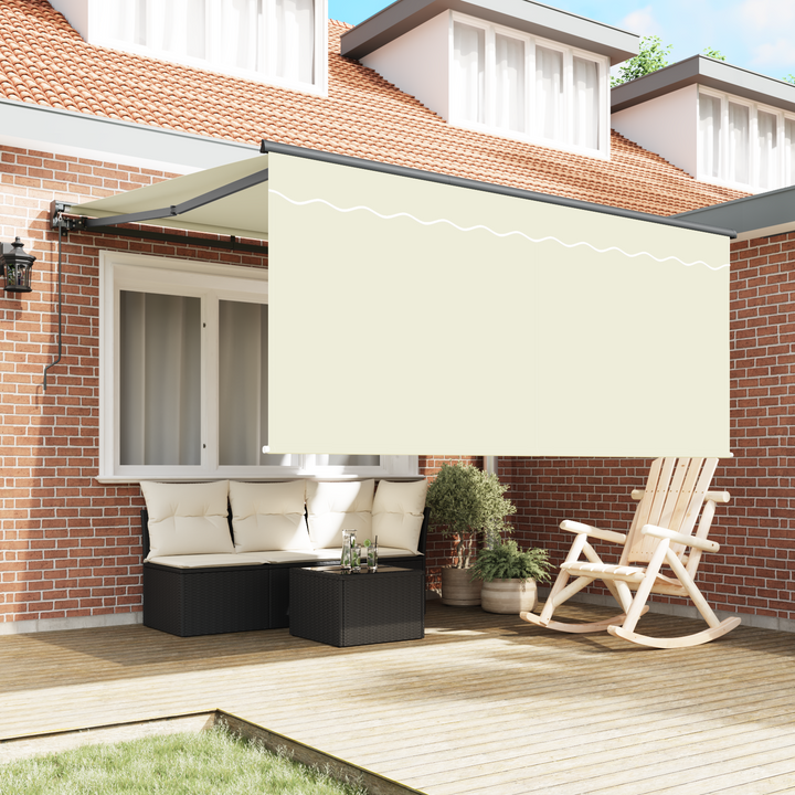 Utrækkelig Markise Creme 350 x 250 cm Polyester og Aluminium