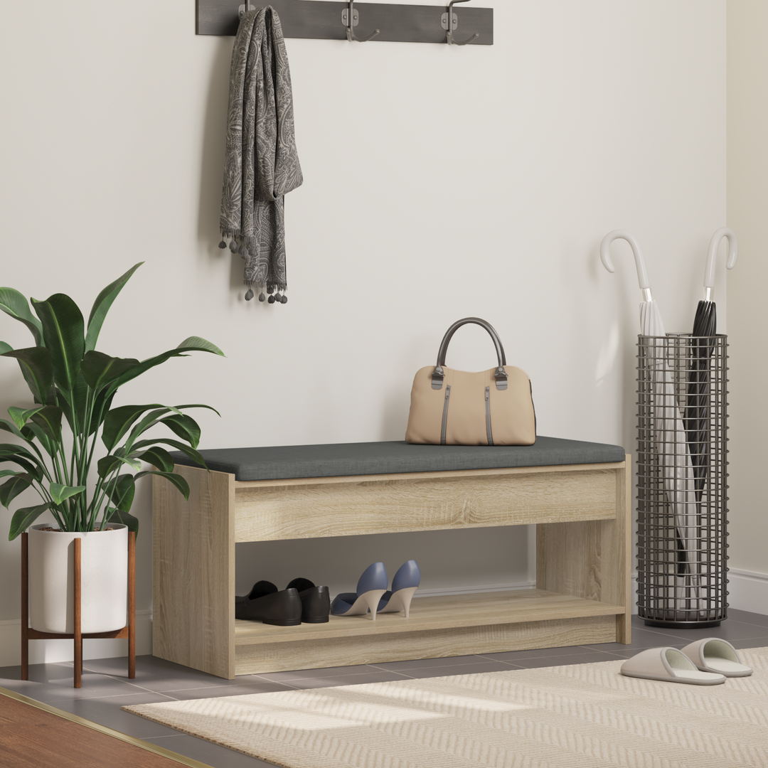Hallbænk Sonoma eg 103 x 38 x 45 cm Kunstigt træ og stof