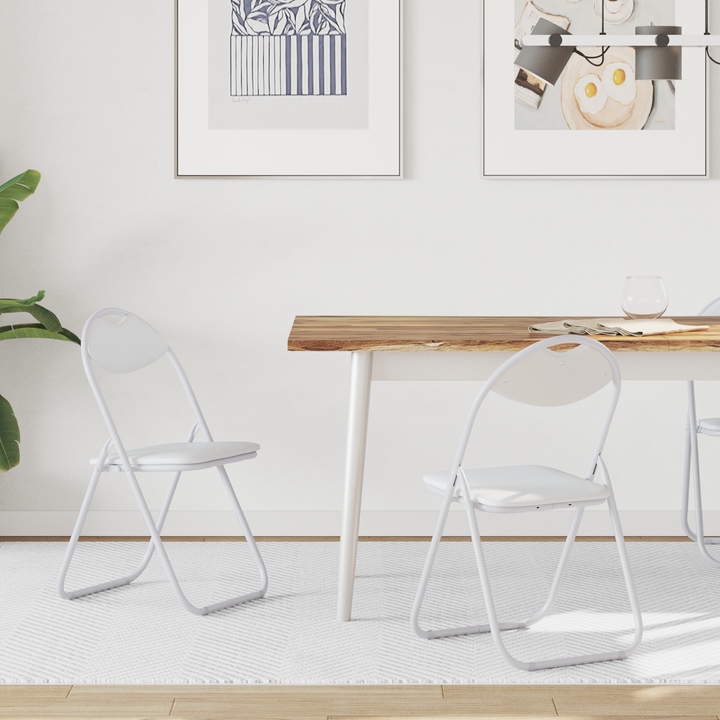Sammenklappelig stol 2 pcs Hvid 48 x 43,5 x 81 cm Faux læder