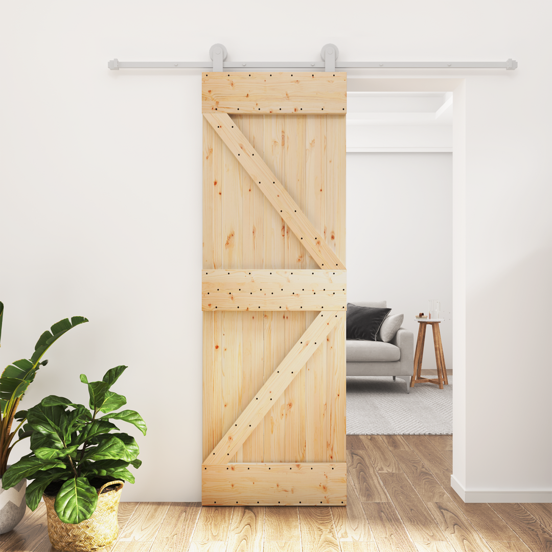 Skydedør Natur og hvid 70 x 210 cm Massivt Fyrretræ
