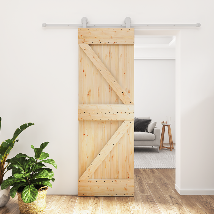 Skydedør Natur og hvid 70 x 210 cm Massivt Fyrretræ