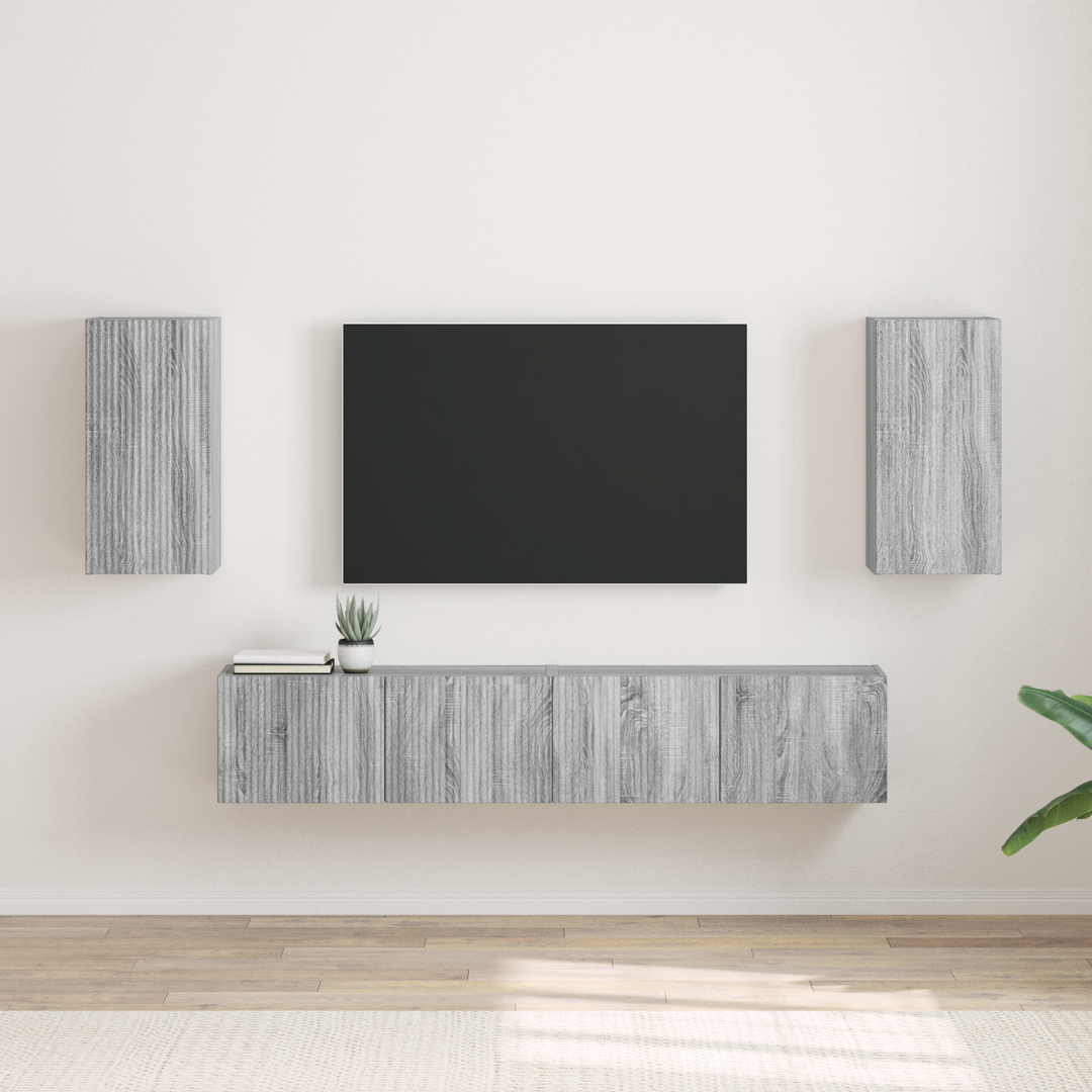 TV vægskab 2 pcs Grå Sonoma 30 x 31 x 60 cm Konstrueret træ