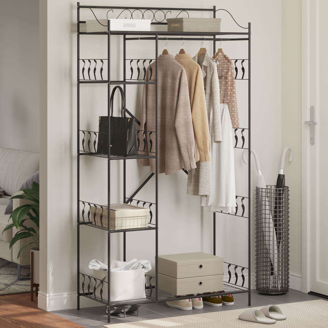 Åben Garderobe med hylde Sort 101 x 43 x 188 cm Stål