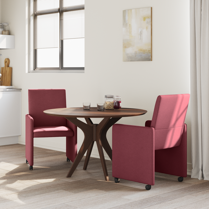 Spisebordsstole med hjul 2 pcs Vinrød 57 x 66 x 94 cm Stof