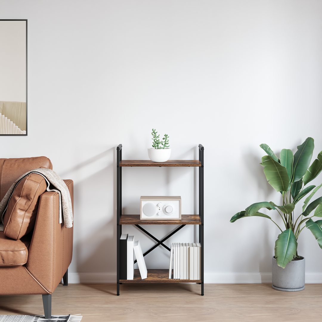 Bogreol Røget eg 56 x 34 x 96 cm Konstrueret træ