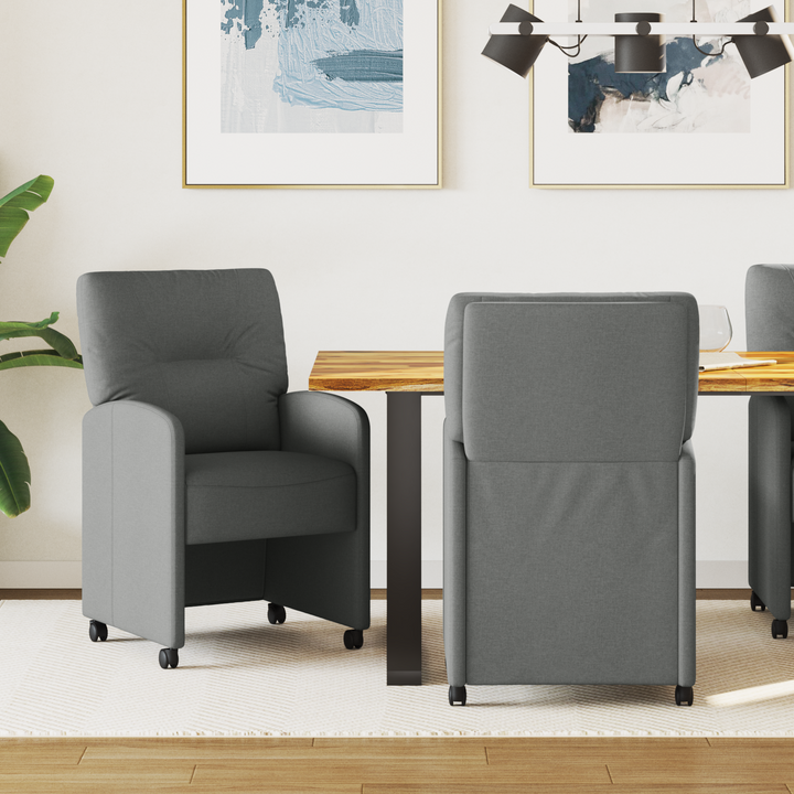 Spisebordsstole med hjul 2 pcs Mørkegrå 57 x 67 x 95 cm Stof