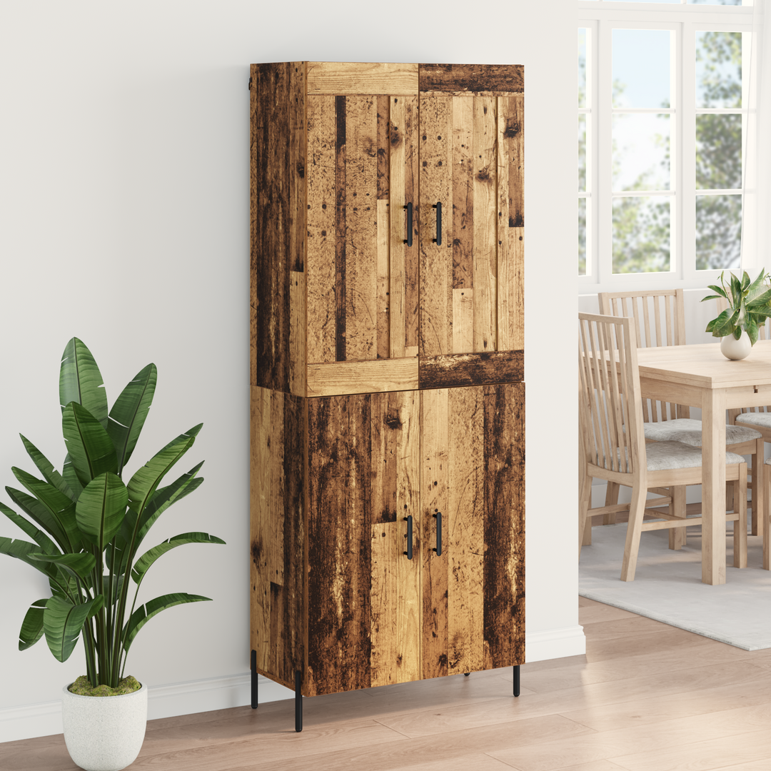 Highboard 2 pcs Gammelt træ Konstrueret træ