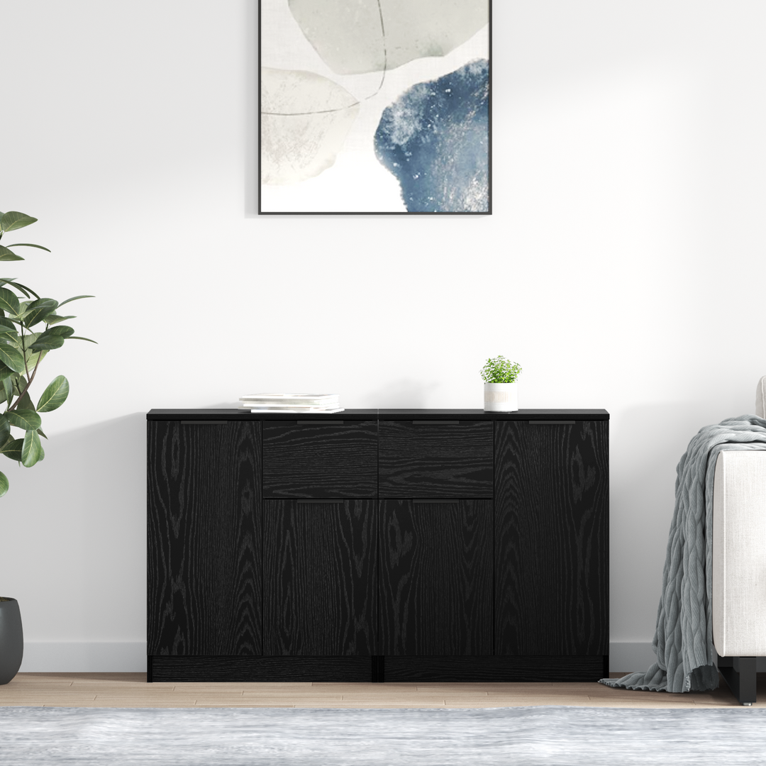 Sideboards 2 pcs Sort eg 60 x 30 x 70 cm Konstrueret træ