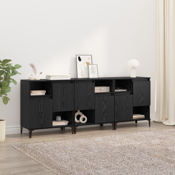 Sideboards 3 pcs Sort eg 60 x 35 x 70 cm Konstrueret træ