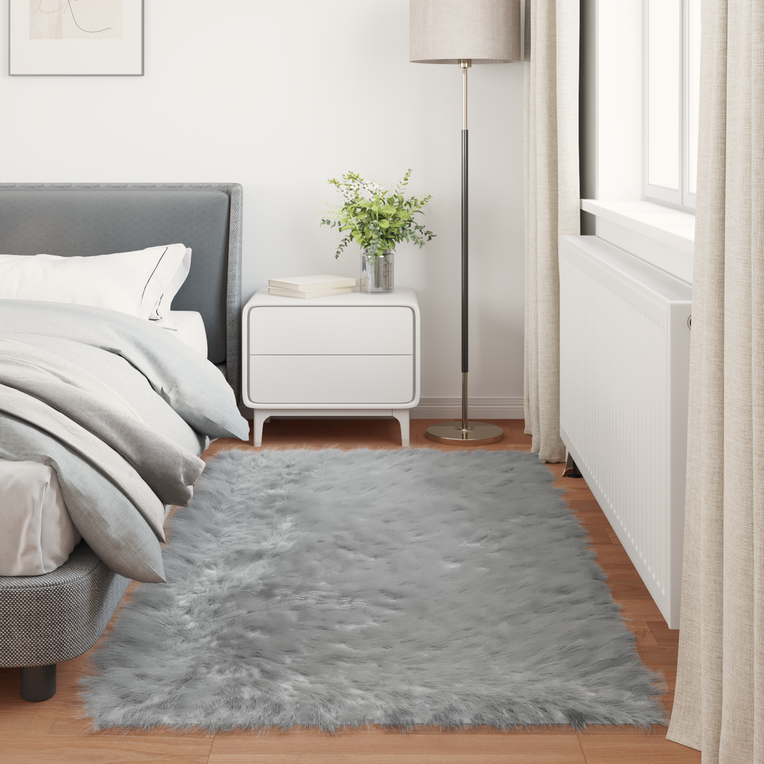 Fuskobbel lammeskindstæppe TAFALLA Grå 100 x 200 cm Polyester