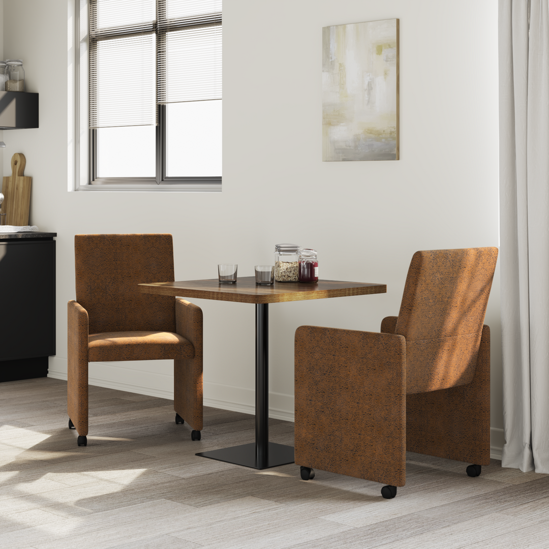 Spisebordsstole med hjul med hjul 2 pcs Brun 57 x 66 x 94 cm