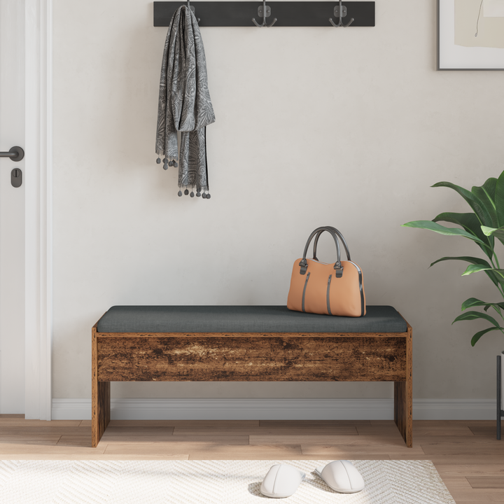 Hallbænk med pude Gammelt træ 103 x 38 x 40 cm