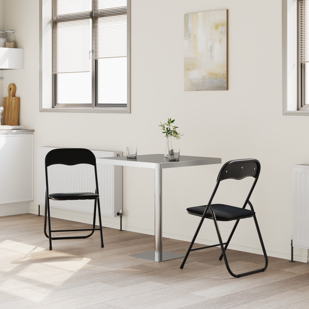 Sammenklappelig stol 2 pcs Sort 48 x 44 x 78 cm Fløjl