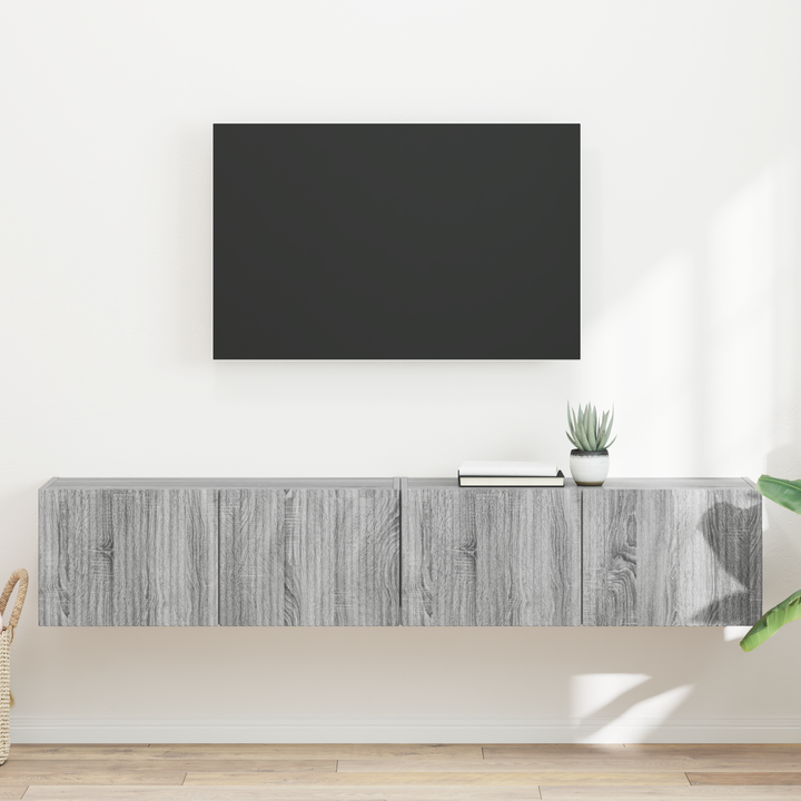 TV vægskab 2 pcs Grå Sonoma 78,5 x 31 x 29,5 cm Konstrueret træ
