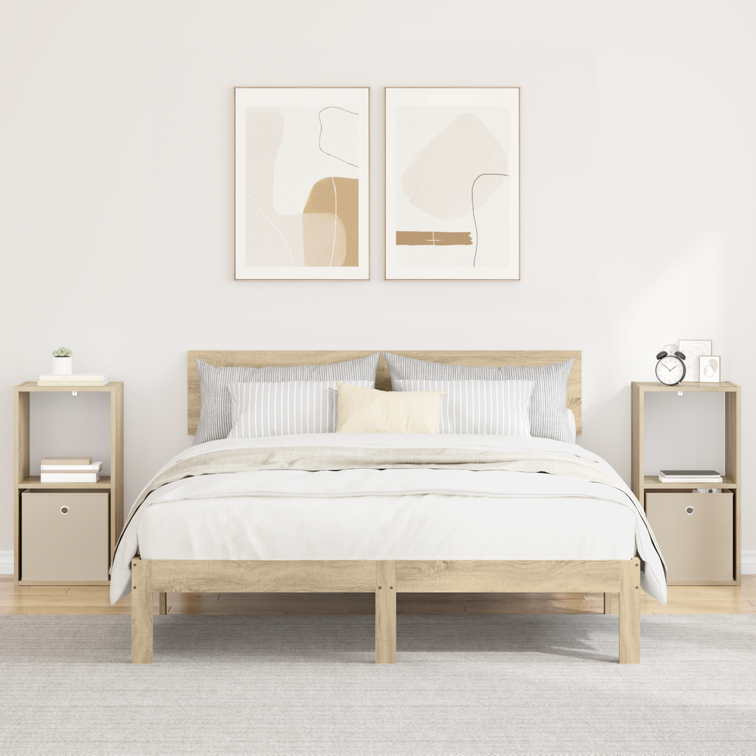 Sengebord 2 pcs Sonoma eg 35 x 32 x 68,5 cm Konstrueret træ