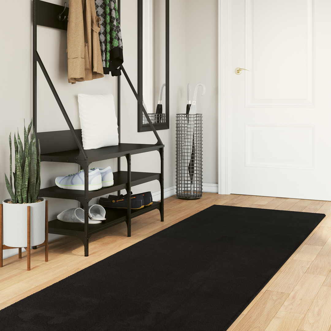 Medium luv blød og vaskbar tæppe HUARTE Sort 400 x 80 cm