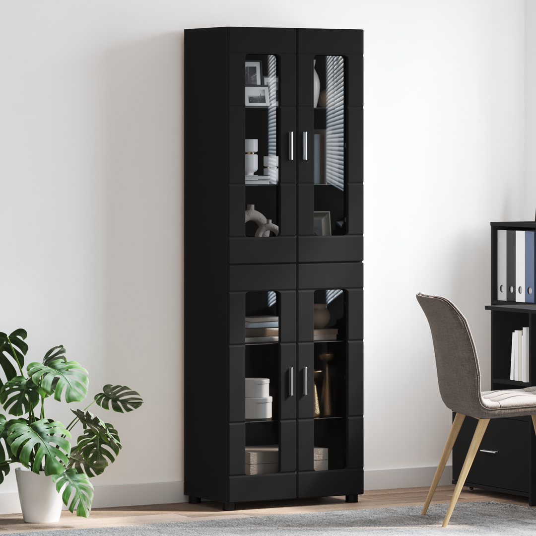 Highboard med dør FLORIN Sort 60 x 35 x 182 cm Konstrueret træ