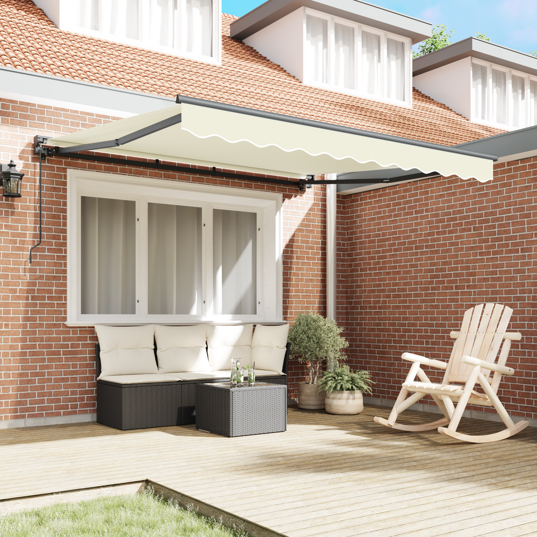 Markiseramme Creme 350 x 250 cm Polyester med PU belægning