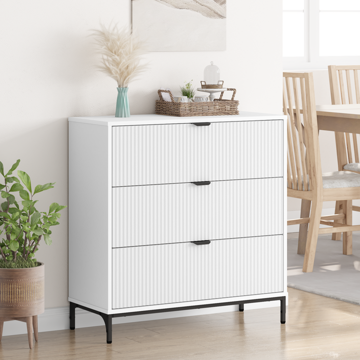 Sideboard med skuffe Hvid 79,5 x 33 x 82 cm Konstrueret træ
