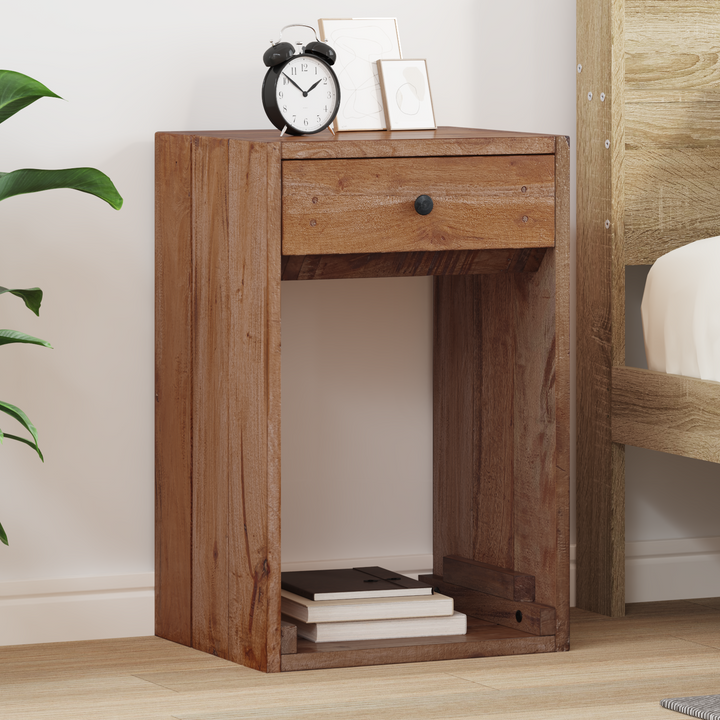 Sengebord med skuffe Brun 63 x 30 x 79 cm Massiv Mahogni