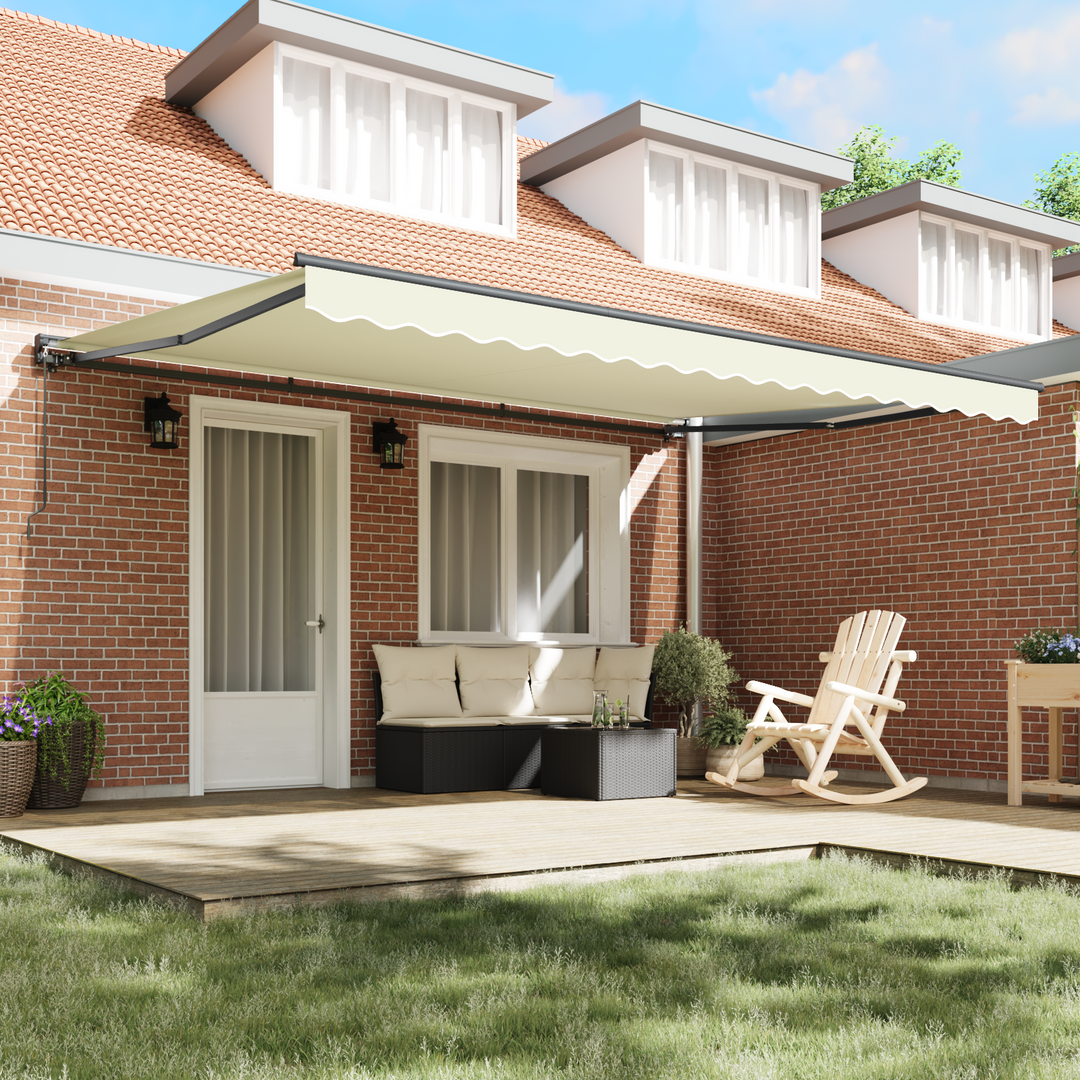 Markiseramme Creme 450 × 300 cm Polyester med PU belægning