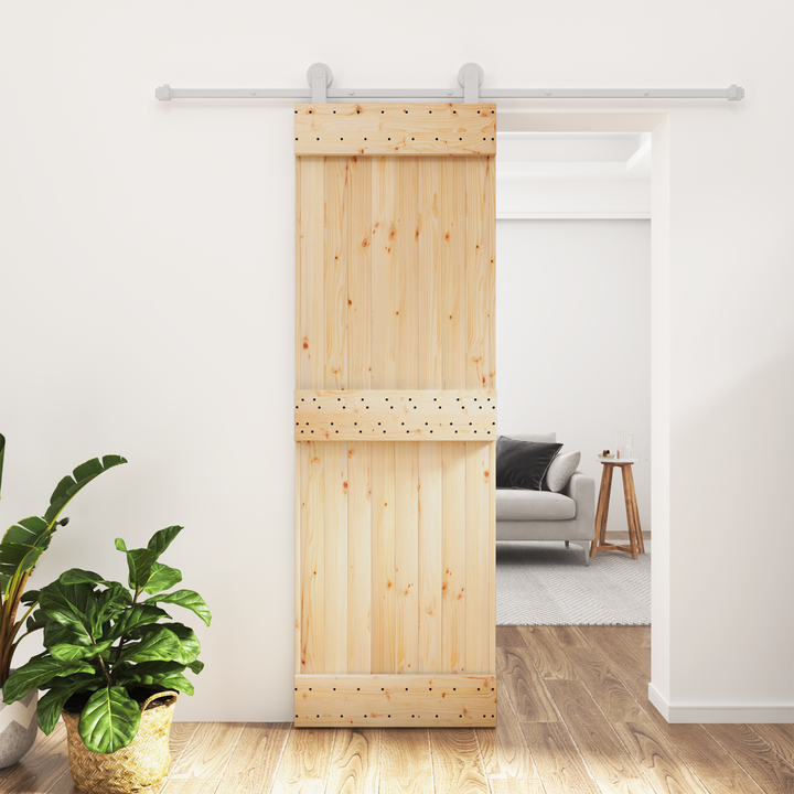 Skydedør Natur og hvid 70 x 210 cm Massivt Fyrretræ