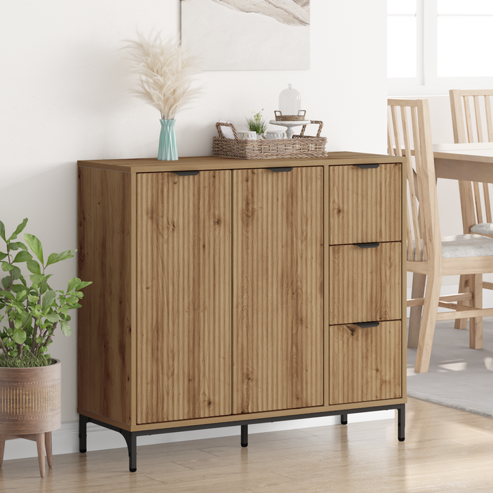Sideboard Artisan Egetræ 89,5 x 33 x 82 cm Konstrueret træ