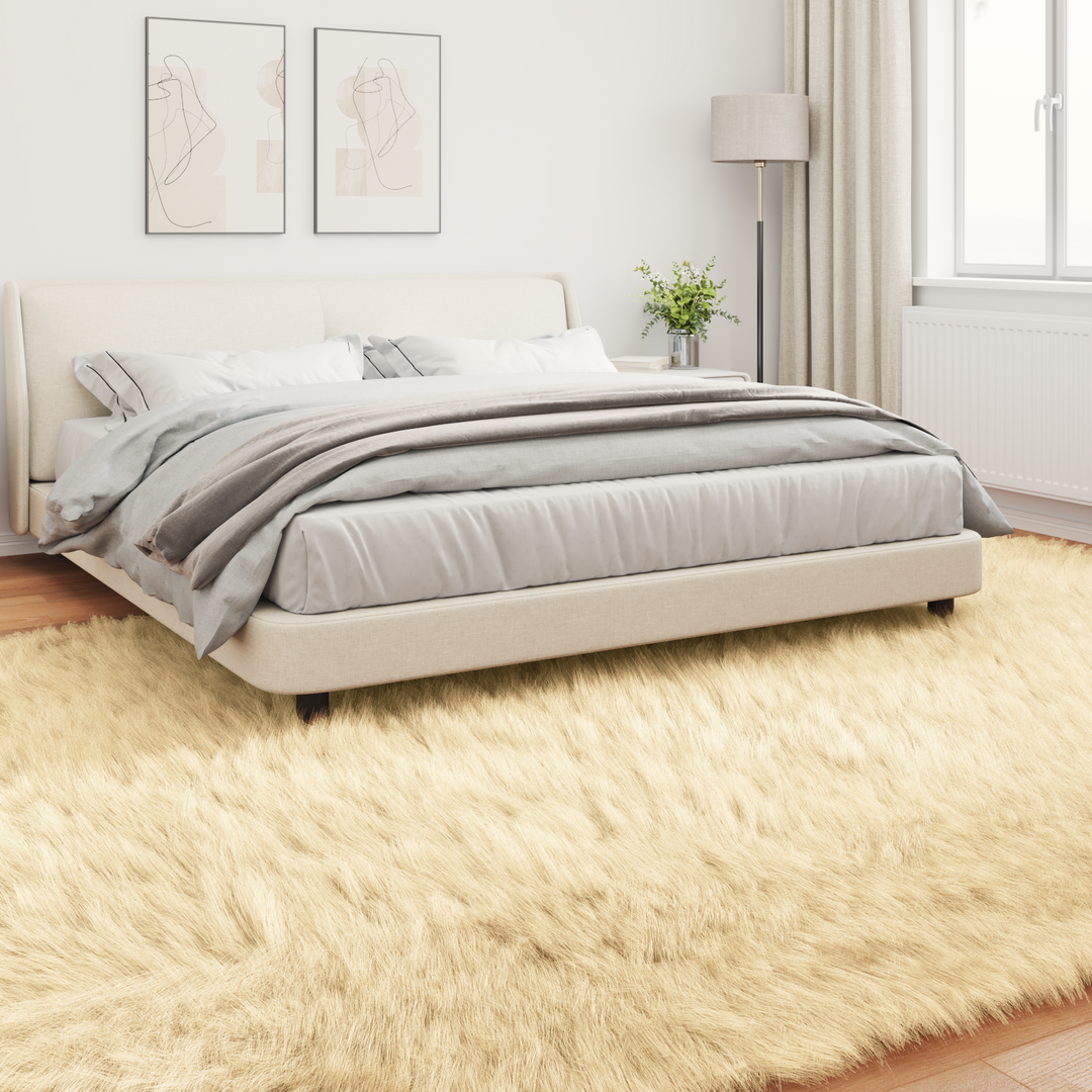 Fuskobbel lammeskindstæppe TAFALLA Cremefarvet 240 x 340 cm