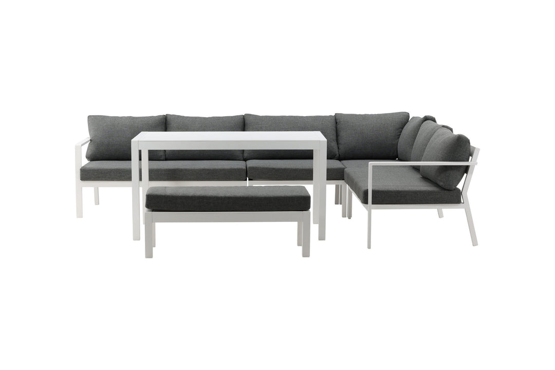 Venture Home Ramos - Corner Sofa- White / Grey - Aluminium -