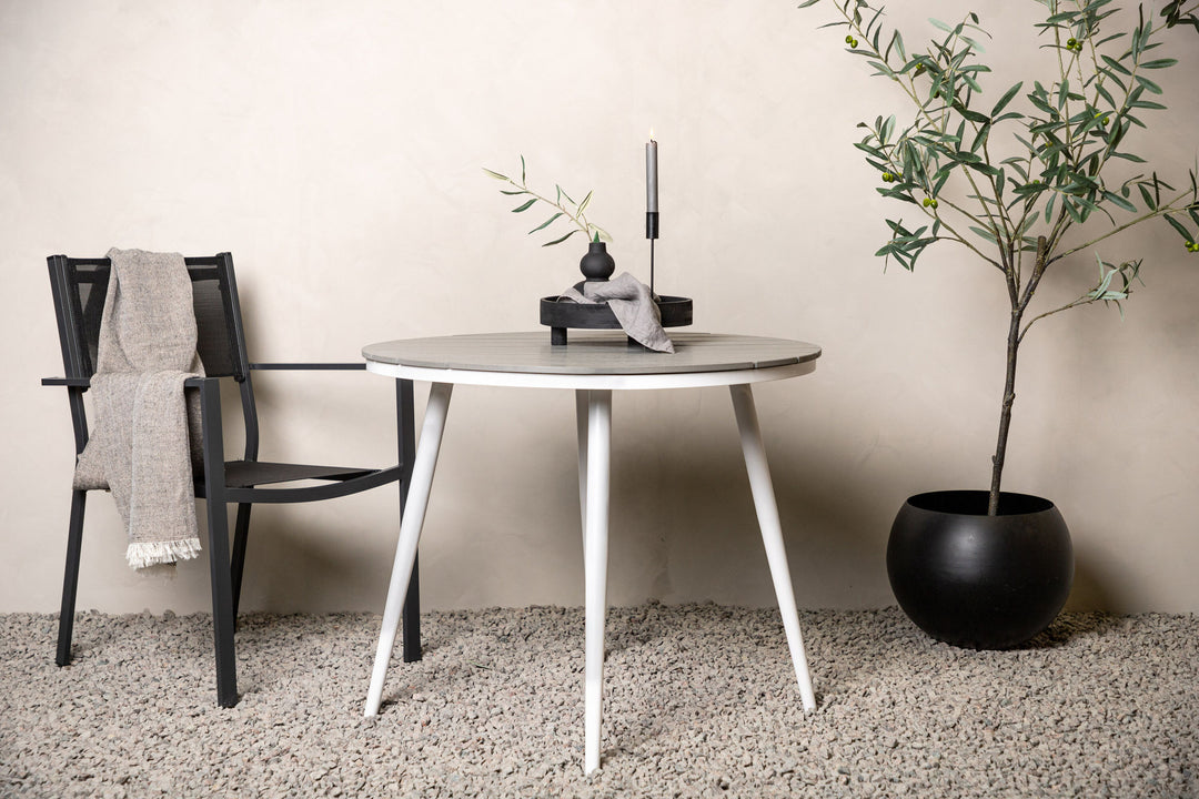 Venture Home Break - Dining Table Round- White / Grey - Alu / Aintwood - 90ø