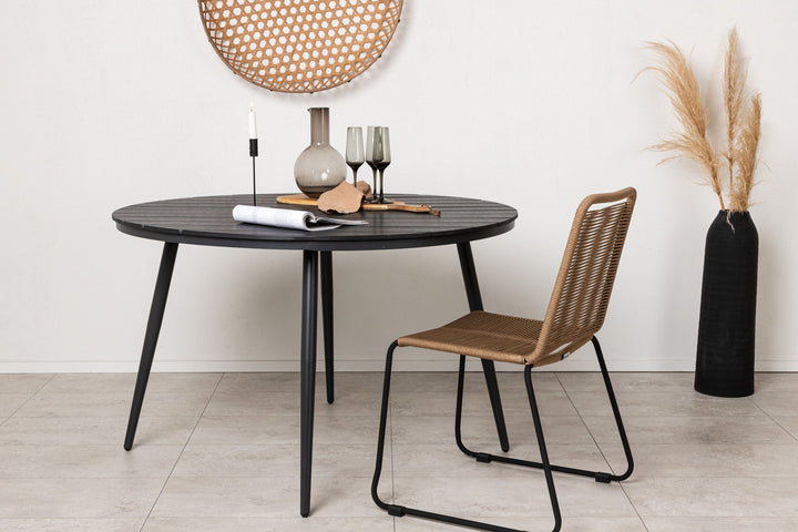 Venture Home Break - Dining Table Round- Black / Black - Alu / Aintwood - 120ø
