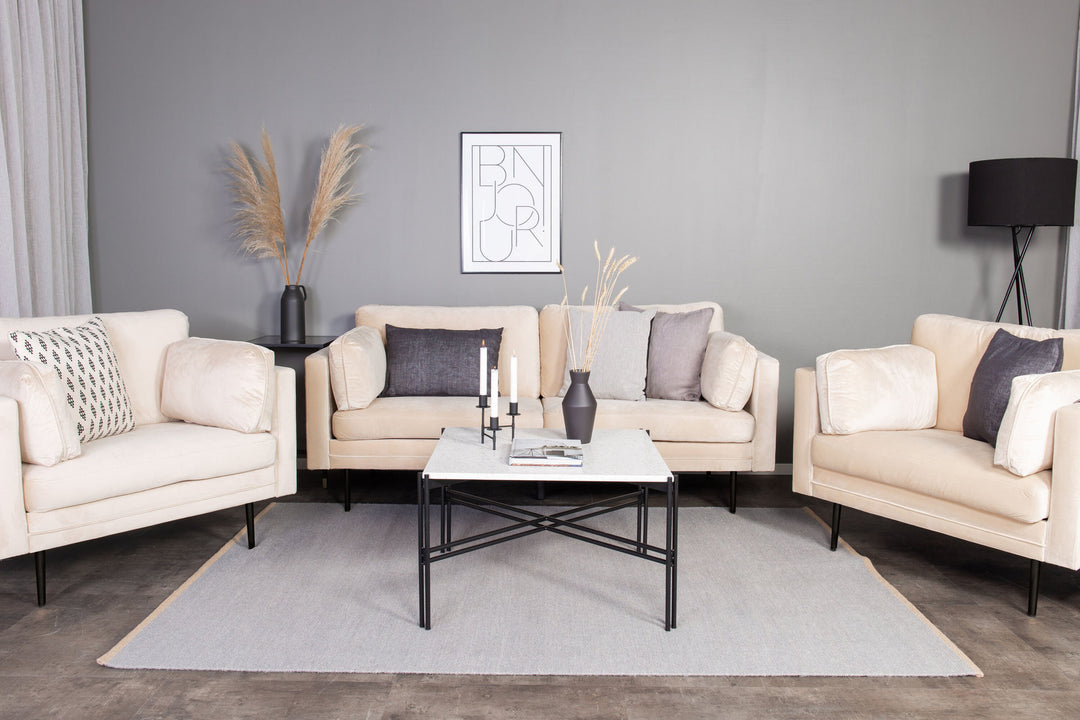 Venture Home Boom - 3 seat sofa Velvet - Creme+Black Legs for Boom Sofa - FULL SET_1
