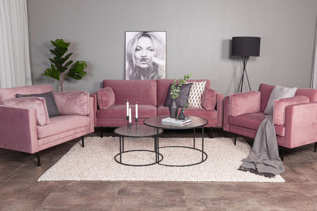 Venture Home Boom - 3 seat sofa Velvet - Dusty pink+Black Legs for Boom Sofa - FULL SET_1