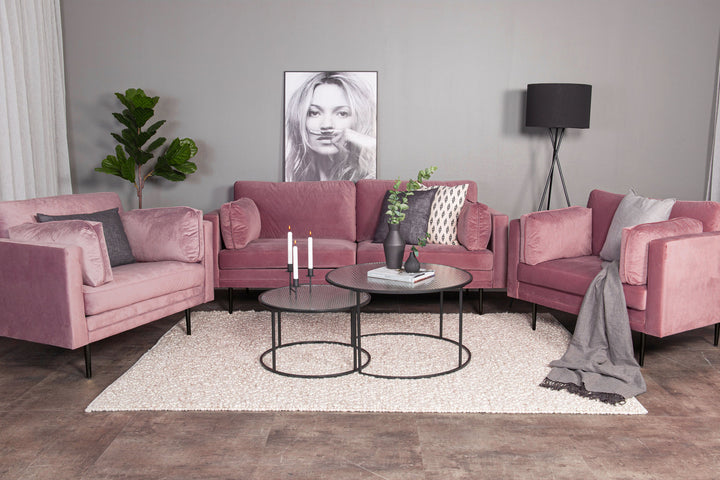Venture Home Boom - 3 seat sofa Velvet - Dusty pink+Black Legs for Boom Sofa - FULL SET_1