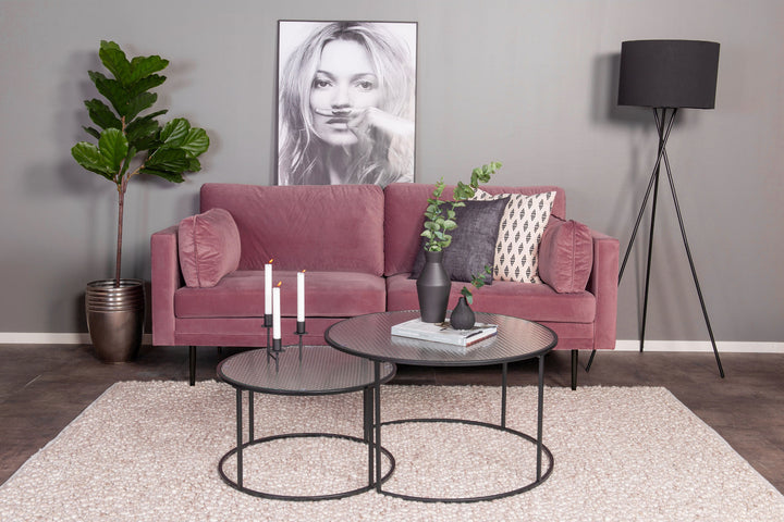 Venture Home Boom - 3 seat sofa Velvet - Dusty pink+Black Legs for Boom Sofa - FULL SET_1