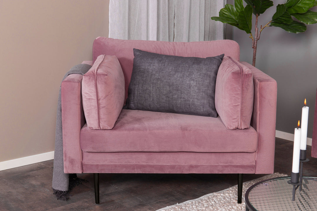 Venture Home Boom - Single Chair Velvet - Dusty pink +Black Legs for Boom Sofa - FULL SET _1