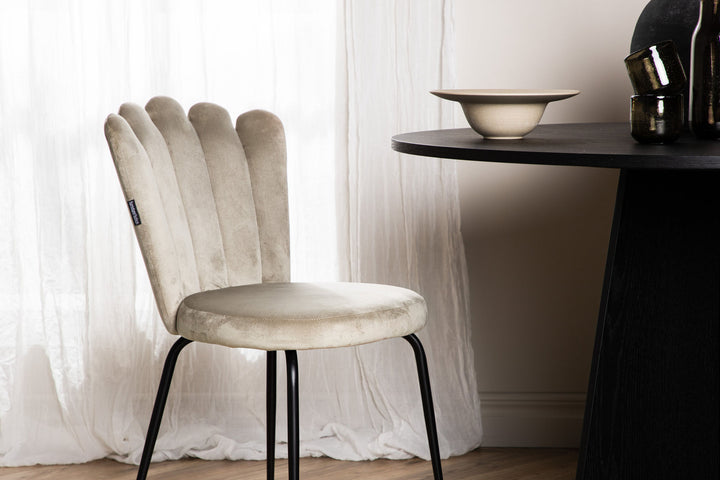 Furniture Fashion Limhamn Light Chair 2-pack - Black / Beige Velvet