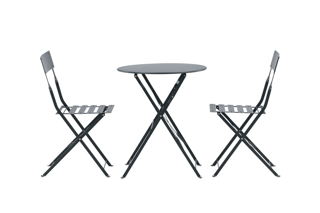 Venture Home Marseille Foldable steel bistro set  - Dark grey
