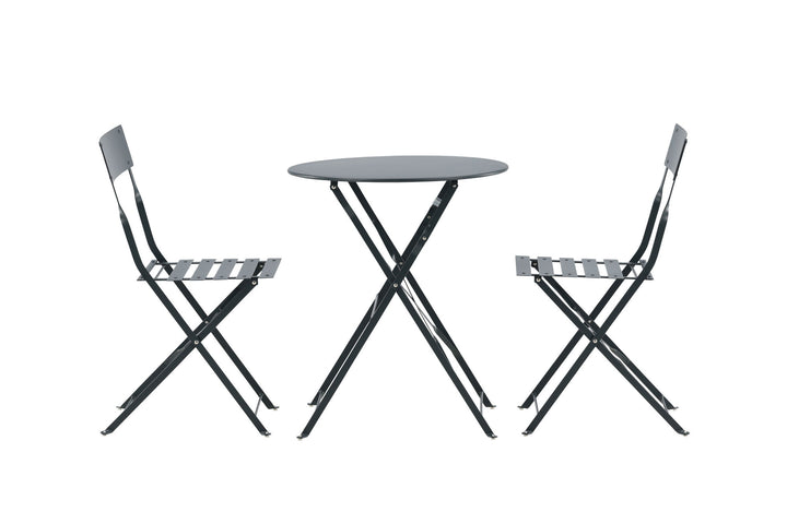 Venture Home Marseille Foldable steel bistro set  - Dark grey