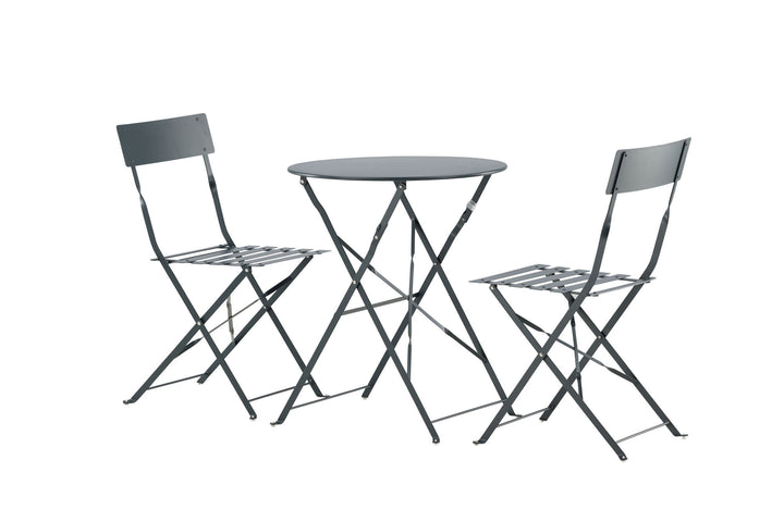 Venture Home Marseille Foldable steel bistro set  - Dark grey