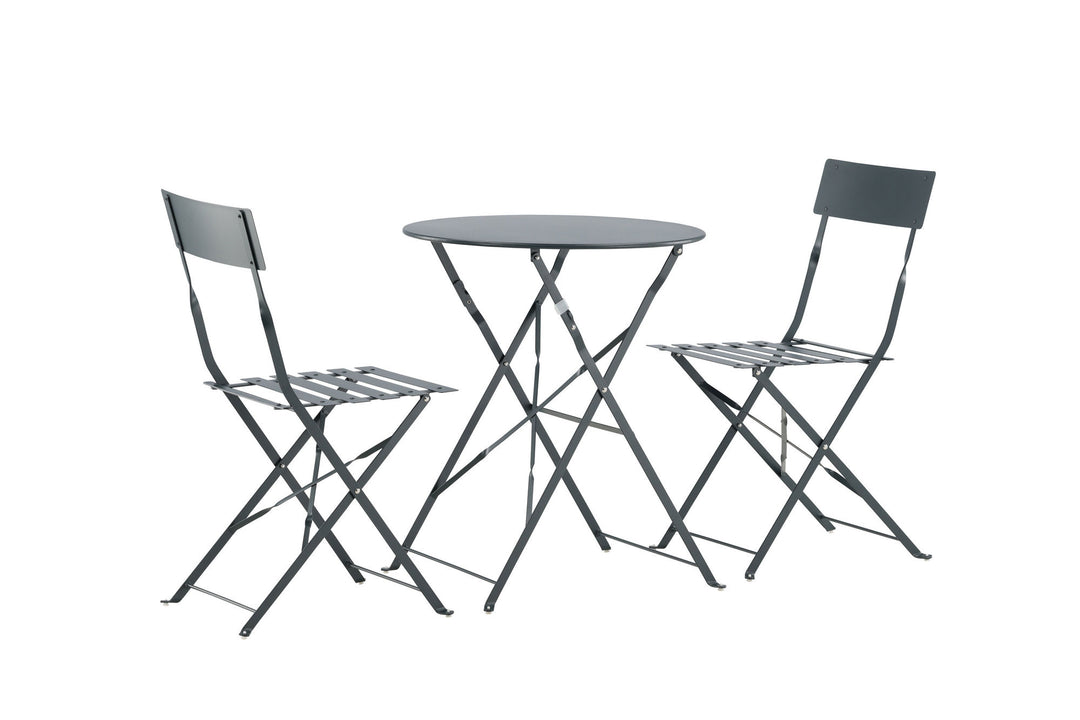 Venture Home Marseille Foldable steel bistro set  - Dark grey