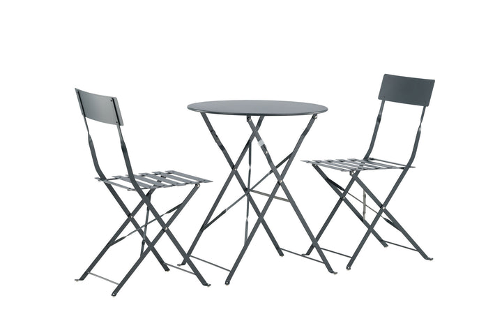 Venture Home Marseille Foldable steel bistro set  - Dark grey