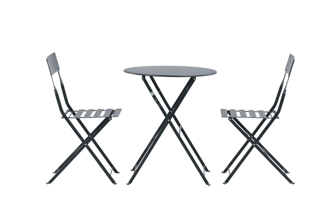 Venture Home Marseille Foldable steel bistro set  - Dark grey