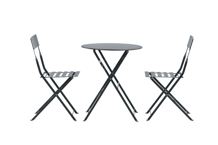 Venture Home Marseille Foldable steel bistro set  - Dark grey