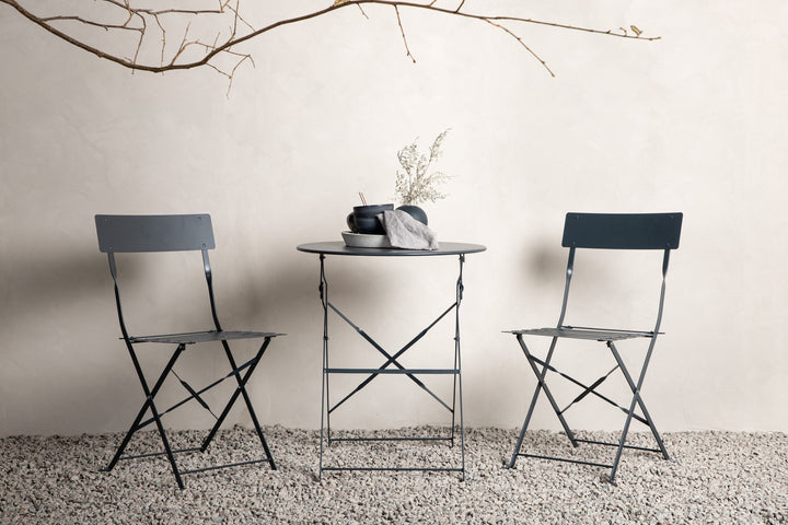 Venture Home Marseille Foldable steel bistro set  - Dark grey