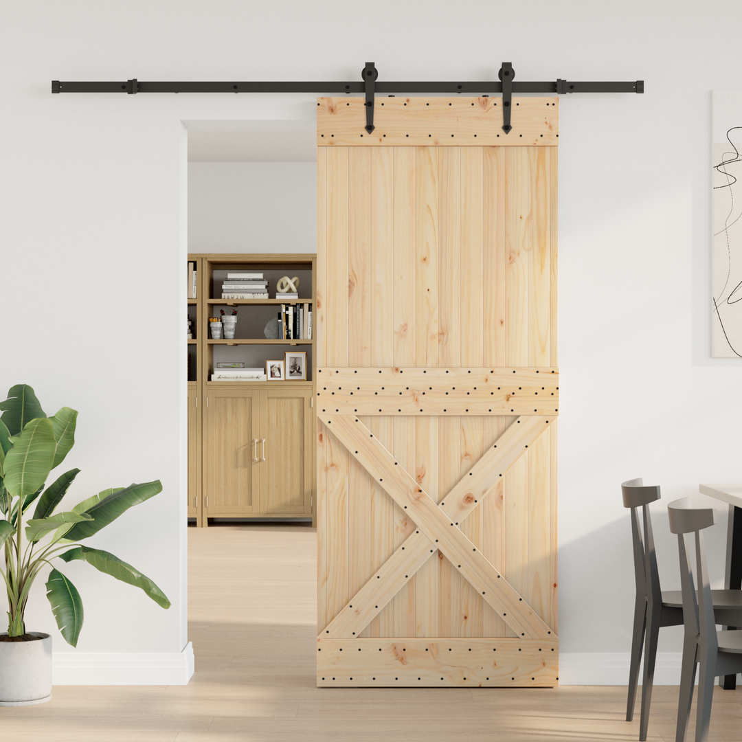 Skydedør NARVIK Naturfarvet og sort 95 x 210 cm (213,5 cm)