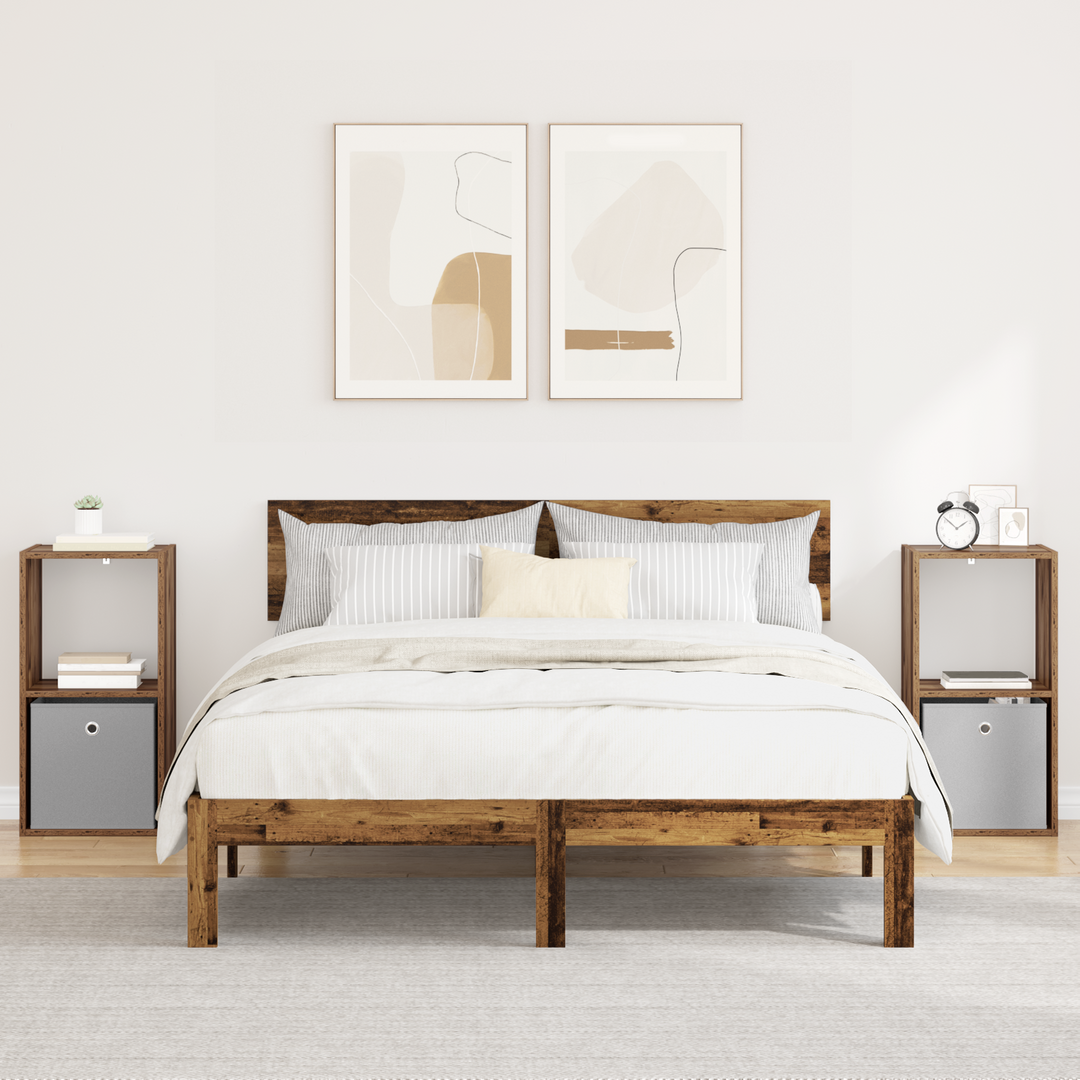 Sengebord 2 pcs Gammelt træ 35 x 32 x 68,5 cm Konstrueret træ