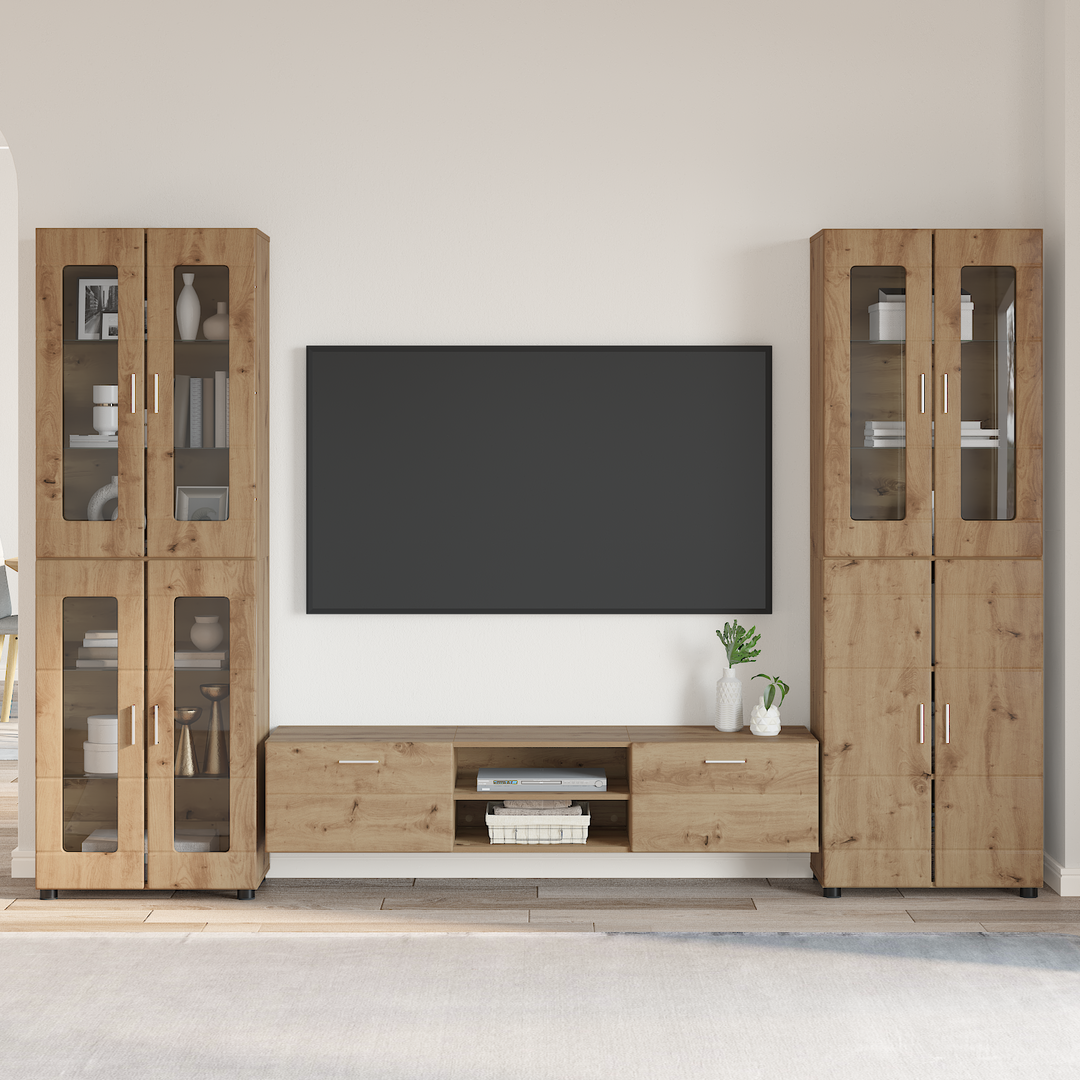TV-møbelsæt med dør FLORIN 3 pcs Artisan Egetræ Konstrueret træ
